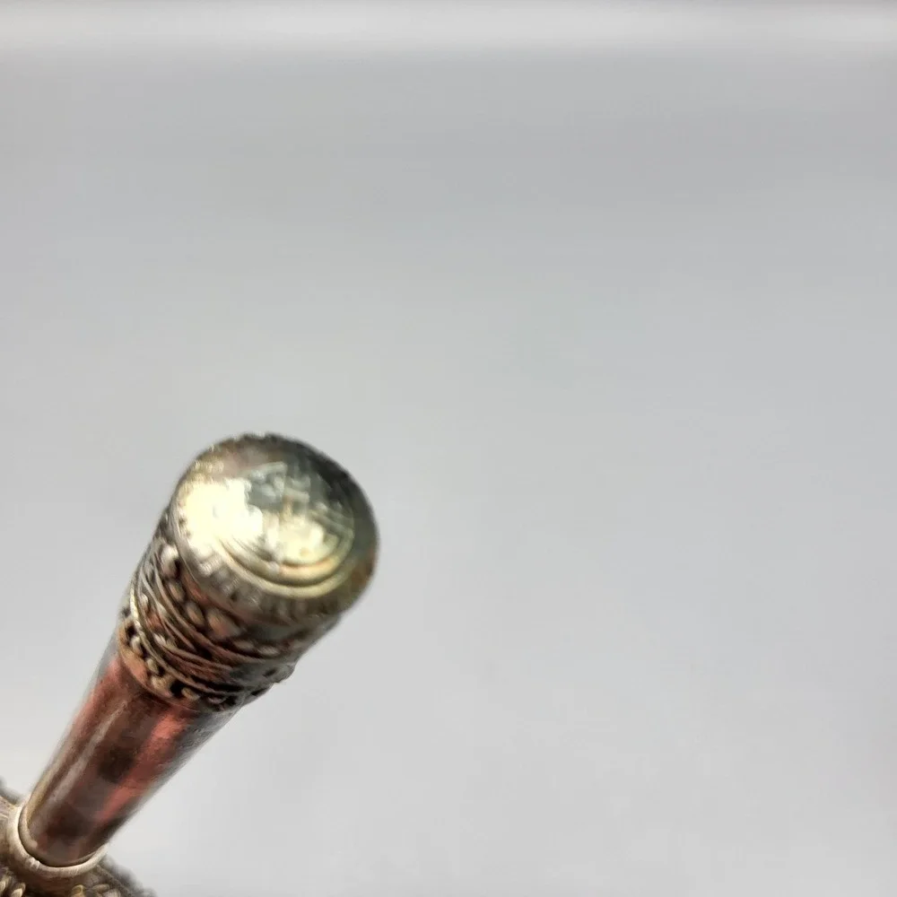 Vintage Hand Mirror Repousse Floral Dragonfly Silver Tone Ornate 6.5